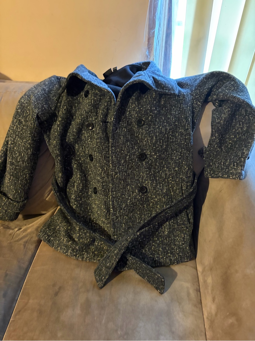Ike Behar womens Double-Breasted Peacoat in Dark Gray Heather